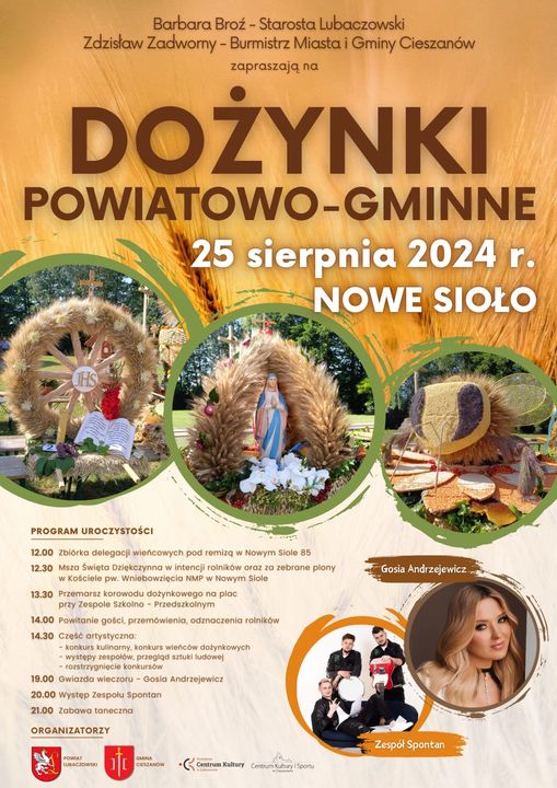 plakat/zaproszenie na dożynki powiatowo gminne w Nowym Siole